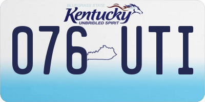 KY license plate 076UTI