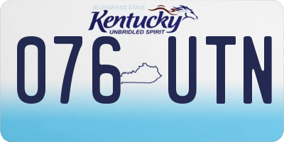 KY license plate 076UTN