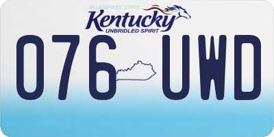 KY license plate 076UWD