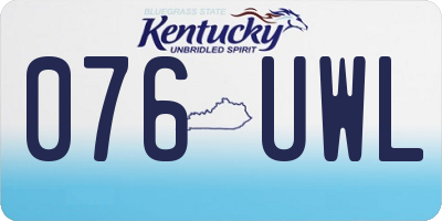 KY license plate 076UWL