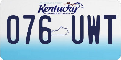 KY license plate 076UWT