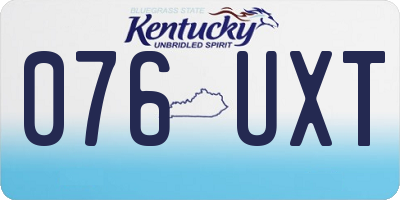 KY license plate 076UXT