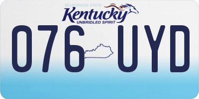 KY license plate 076UYD