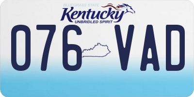 KY license plate 076VAD