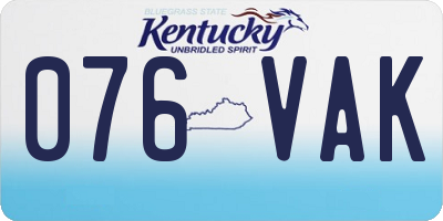 KY license plate 076VAK