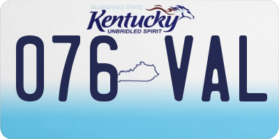 KY license plate 076VAL