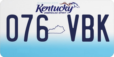 KY license plate 076VBK