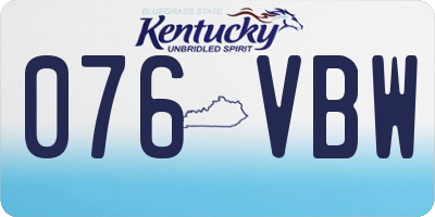 KY license plate 076VBW