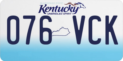 KY license plate 076VCK
