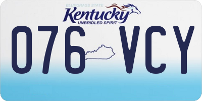KY license plate 076VCY