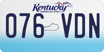 KY license plate 076VDN