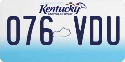 KY license plate 076VDU