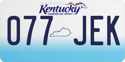 KY license plate 077JEK