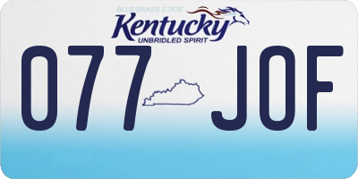 KY license plate 077JOF