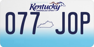 KY license plate 077JOP