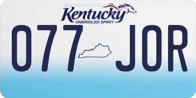 KY license plate 077JOR