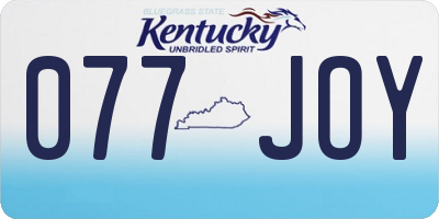 KY license plate 077JOY