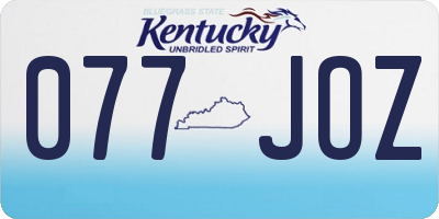 KY license plate 077JOZ