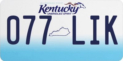 KY license plate 077LIK