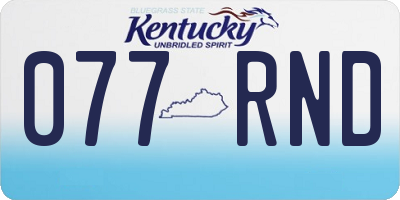KY license plate 077RND