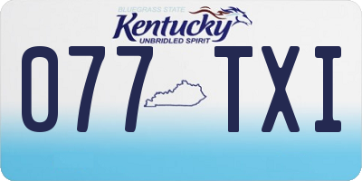 KY license plate 077TXI