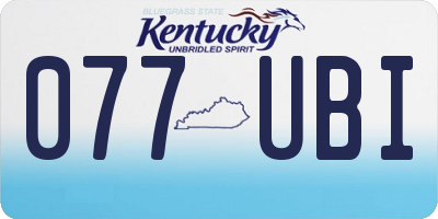KY license plate 077UBI