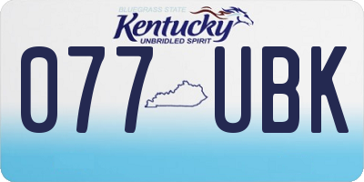 KY license plate 077UBK