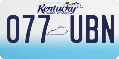 KY license plate 077UBN