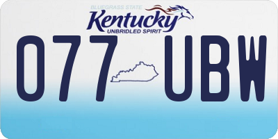 KY license plate 077UBW