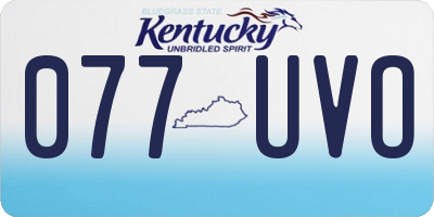 KY license plate 077UVO