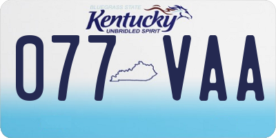 KY license plate 077VAA