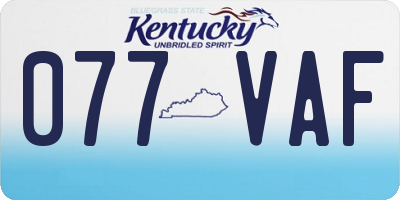 KY license plate 077VAF