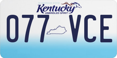 KY license plate 077VCE