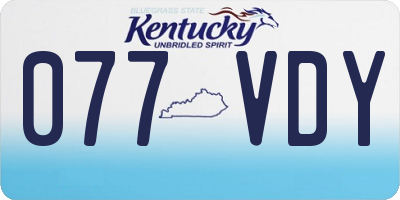 KY license plate 077VDY
