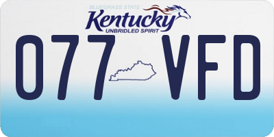 KY license plate 077VFD