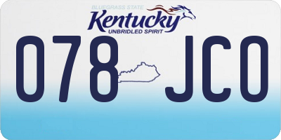 KY license plate 078JCO