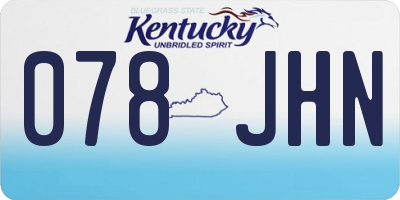 KY license plate 078JHN