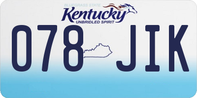 KY license plate 078JIK
