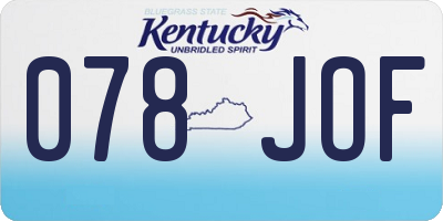 KY license plate 078JOF