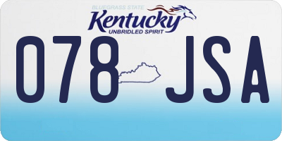 KY license plate 078JSA
