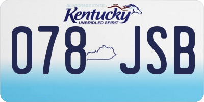 KY license plate 078JSB