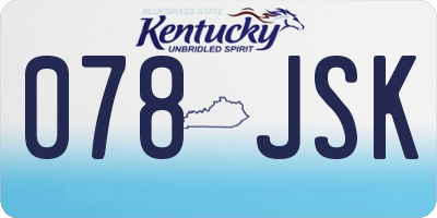 KY license plate 078JSK