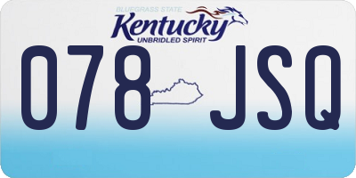 KY license plate 078JSQ
