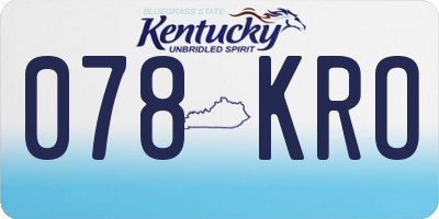 KY license plate 078KRO