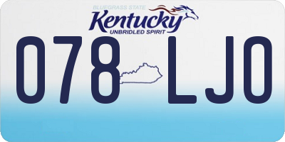 KY license plate 078LJO