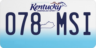 KY license plate 078MSI