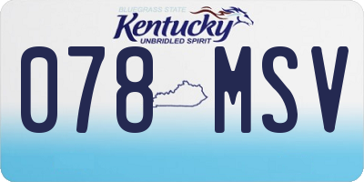 KY license plate 078MSV