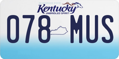 KY license plate 078MUS