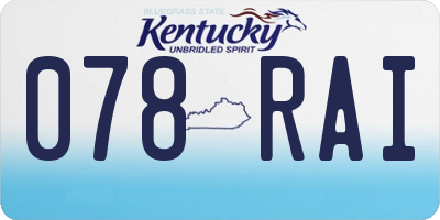 KY license plate 078RAI