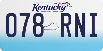 KY license plate 078RNI